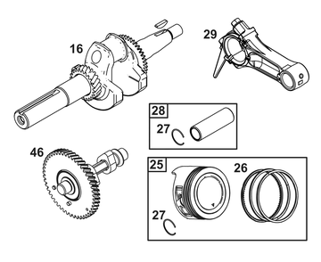 Crankshaft Group Diagram and Parts List for 130G32-0184-F1 100000 - 19Z999 Briggs and Stratton Engine